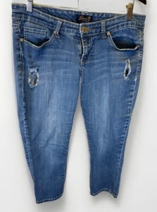 Seven7 Jeans Womens 10 Blue Denim Skinny Leg Low Rise Distressed - Picture 1 of 17