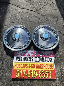 15” Airstream Hubcaps Stainless Moon 2 used with Lite Blue  Retro 1959-79 Rare - Picture 1 of 8