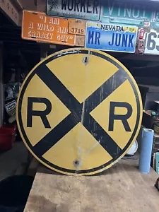 Vintage Old Original Railroad RR Crossing Train Track Metal Road Sign 30” USA - Picture 1 of 7
