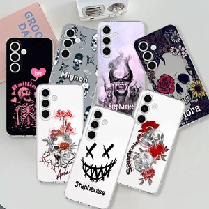 Skull Personalised Phone Case For Samsung Galaxy S24 S25 A17 A35 A56 Clear Cover - Picture 1 of 54