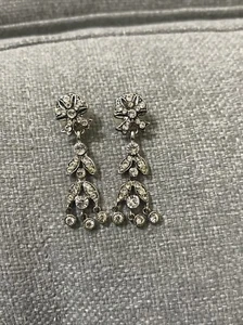 RARE HAUTE COUTURE SIMAN TU FLORAL STATEMENT CRYSTAL PEARL CHANDELIER EARRING - Picture 1 of 6