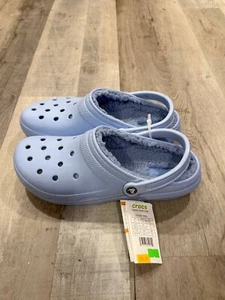 NWT Crocs Classic Clog Mens Sz 12 Blue Calcite Faux Fur Lined Slip On 203591-4NS - Picture 1 of 9