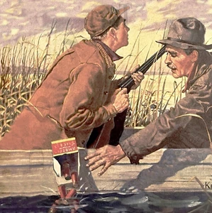 ANTIQUE REPRO MAGAZINE COVER ART 8X10 PHOTOGRAPH PRINT SURPRISED DUCK HUNTER # 3 - Picture 1 of 1