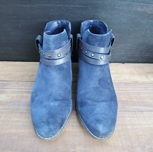 Clarks Breccan Shine Aubergine Suede Ankle Boots Women’s US 7 Navy Cowgirl Rodeo - Picture 1 of 10
