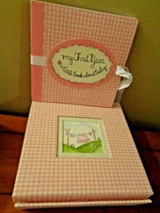 MY FIRST YEAR A LITTLE BOOK ABOUT BABY SCRAPBOOK PHOTO FRAME STORAGE BOX - Picture 1 of 12