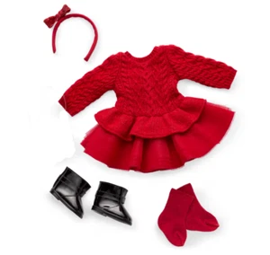 Abito maglione American Girl WellieWishersX Something Navy cremisi nuovo con scatola - Foto 1 di 2