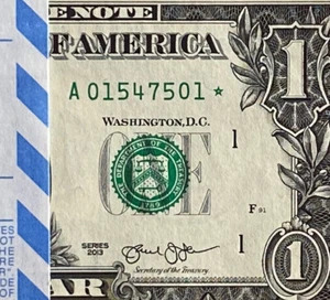 (1) 2013 STAR $1 Dollar Note ** BOSTON** UNREPORTED, UNC - Picture 1 of 4