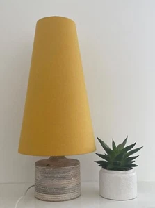 Lampshade Mustard Yellow Textured 100% Linen Cone Tapered Conical Light Shade - Picture 1 of 10