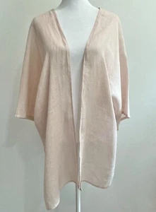 BEAUTIFUL PEOPLE Linen Kimono Duster Top Women Pink Open Front Layering Outwear - Picture 1 of 5