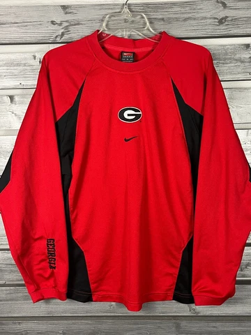 Vtg Y2K Nike Dri Fit Center Swoosh Check Georgia Bulldogs Long Sleeve T Shirt M Cover