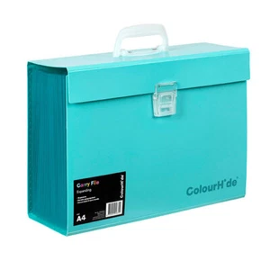 COLOURHIDE EXPANDING FILE PP CARRY FILE Aqua - Picture 1 of 1