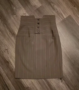 Barbara Bui Skirt Pencil Knee Length Brown Pin Striped Size 40 8/10 Medium - Picture 1 of 7