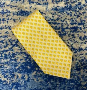 Jos. A Bank Krawatte gelb blau weiß geometrisch 100 % Seide Made in Italy - Bild 1 von 4