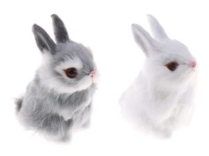 Realistic Plush Easter Rabbits 2-Pack - Soft, Lifelike, Furry Bunny Toy Keych... - Picture 1 of 6