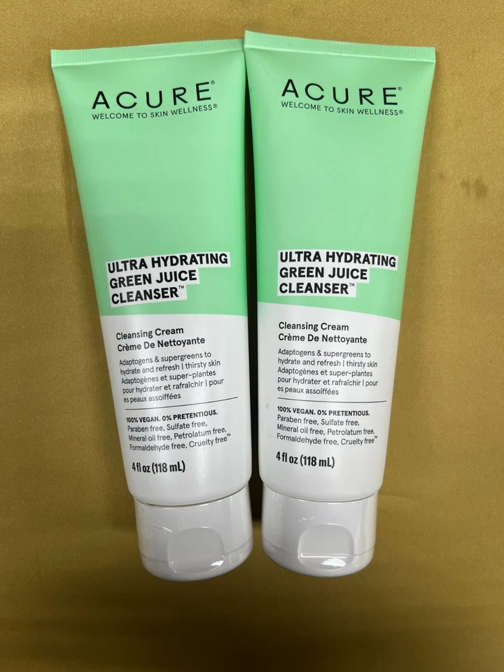2 nuevas cremas limpiadoras de jugo verde ultra hidratantes Acure - 4 oz cada tubo Foto 1 de 1