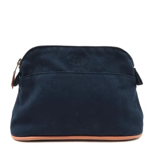 Autentica pochette HERMES Bolide Mini 20 pochette cosmetica tela pelle blu navy F/S - Foto 1 di 10
