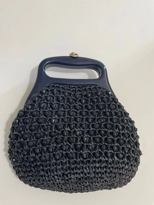 Vintage Beaded Purse 1950s Handbag Navy Blue  Mcm - Image 1 of 3
