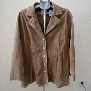 J Jill Lederjacke Wildledermantel Damen Gr. 3X hellbraun braun taupe Knopfleiste Western - Bild 1 von 5