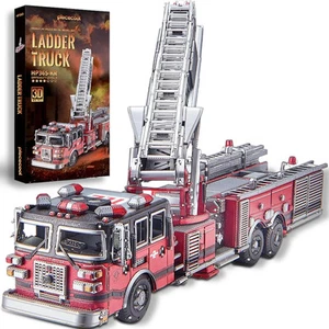 Piececool 3D Metal Puzzles for Adults, Ladder Truck Fire Engine Model Kits Build - Picture 1 of 8