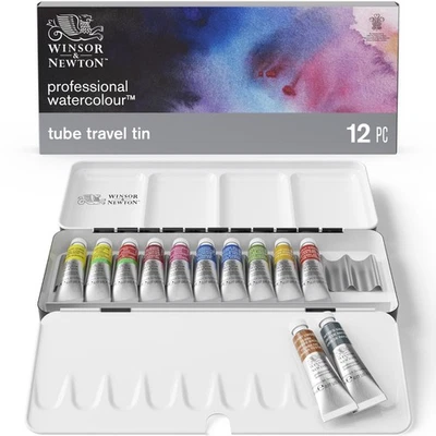 Winsor & Newton Professional Watercolor Tube Travel Tin Set of 12 #0190552 - Image 1 of 4
