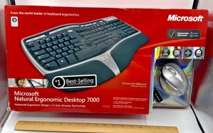 Microsoft Natural Wireless Ergonomic Keyboard 7000, Mouse & USB Dongle 2.4 GHz - Picture 1 of 24