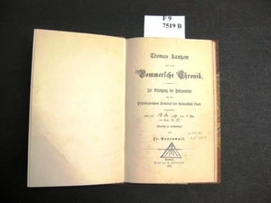 Thomas Kantzow und seine Pommersche Chronik. Zur Erlangung der Doktorwürde bei d - Picture 1 of 1