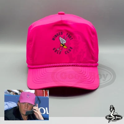 Boné de corda de náilon vintage retrô pé alado Donald Trump rosa neon taco de golfe - Imagem 1 de 4