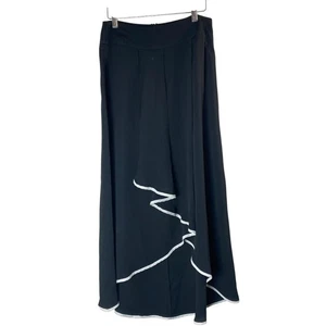 BEATRICE B Rock Midi High Low italienisch drapiert Fronteinsatz weiß Kontrastbesatz 4 - Bild 1 von 6