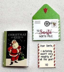 Casa delle Bambole Miniatura Libro di Natale e Lettera a Babbo Natale al Polo Nord con Busta - Foto 1 di 6
