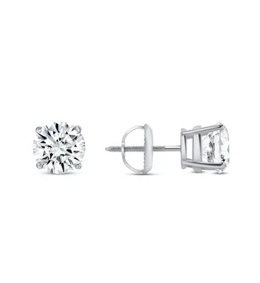 14K White Gold 2ct Total Diamond Round Lab Grown CVD Earrings E/VS1 No Cert - Image 1 of 3