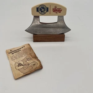 Vintage Alaska ULU Knife w/ Stand & Pamphlet – Hwy 50 Years Rendezvous ’92 - Picture 1 of 7