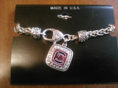 SOUTH CAROLINA GAMECOCKS Womens Bracelet Rhinestone Embellishments Classic Braid Cover