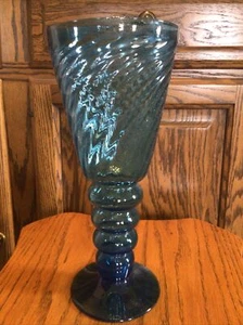 Vintage Aqua Blue Art Glass Vase Speckles Swirls Design Stands 10.5" - Picture 1 of 6