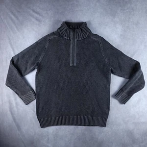 Carbon 2 Cobalt Mens Sweater L Hi Def Grey Birds Eye Rib Knit 1/4 Zip - Picture 1 of 7
