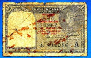 British Burma P25b 1 Rupee KGVI Military Sign CE Jones # C98 1945 RARE SCARCE - Picture 1 of 2