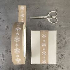 Christmas Brown Gift Tape | White Snowflakes Festive Wrap Roll East of India 50m