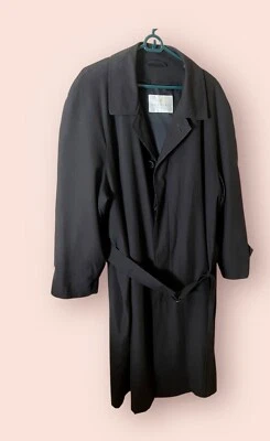 Gabardina Bill Blass para Hombres Negra 42S Extraíble Lana Forro Cinturón Sencillo Pecho Foto 1 de 4