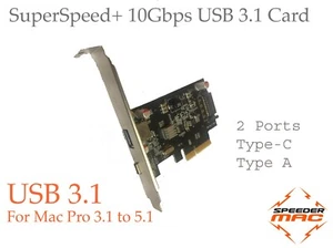  USB 3.1 Gen. 2 (10Gbps) Pcie Tarjeta para Mac Pro 3.1 5.1 -usb C + A Comp 3.0 - Imagen 1 de 6