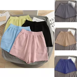 Ladies Summer Sports Wide Leg Hot Shorts Casual Elastic Waist Pocket Pants Loose - Picture 1 of 18