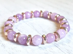Kunzit Perlenarmband (auf Stretch) 8 mm AAA 6 3/4" Zoll echter Stein - Bild 1 von 4