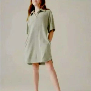 Athleta Girls Green Short Sleeve Side Pockets Jump In Terry Dress Size 16 - Picture 1 of 5