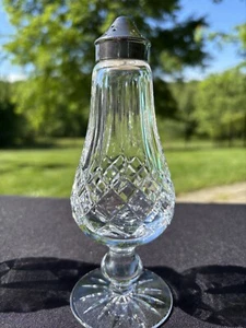 Waterford Crystal Clear Lismore Footed Shaker w/ 16 Hole Silver Plate Cap VGUC - Picture 1 of 11