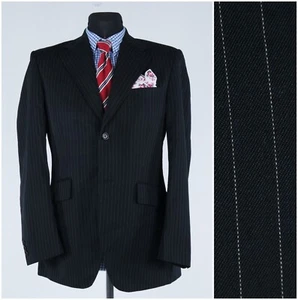 Mens TIGER OF SWEDEN Blazer 38S UK Size Striped Black Wool Sport Coat Jacket - Picture 1 of 13