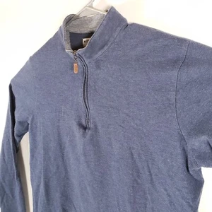 Mizzen+Main Sweater Mens Large Blue Trim Fit Solid 1/4 Zip Pullover Comfort - Picture 1 of 9