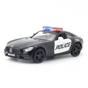 1:36 AMG GTS Police Car Diecast Model Car Metal Toy Cars Door Open Pull Back - Picture 1 of 10