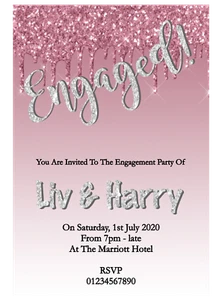 10 Personalised Glitter Engagement Wedding Birthday Baby Shower Invitations - Bild 1 von 24