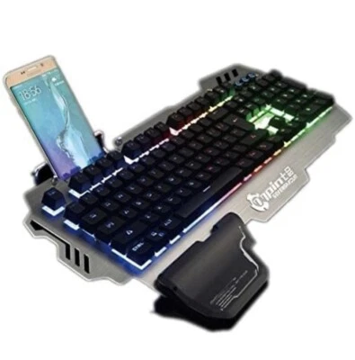 PK900 RGB Backlit Wired Gaming Keyboard, Metal Phone Holder - Image 1 of 4