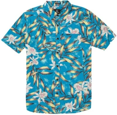 Volcom Men’s Tropical Hideout Classic Fit Button Down Shirt Medium Maui Blue - Image 1 of 3