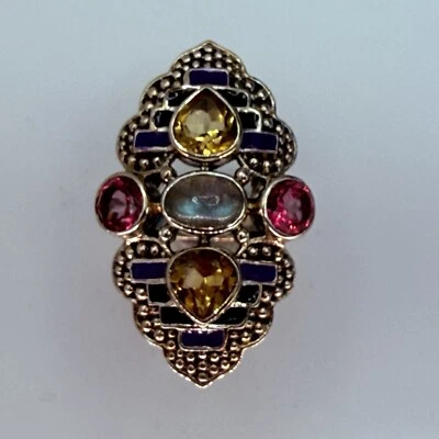 Anillo Nicky Butler Piedras Preciosas Esterlina Talla 6 Citrino Piedra Lunar Esmalte Topacio Rosa Foto 1 de 4