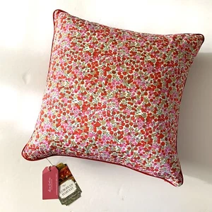 Liberty London Pillow Wiltshire Stars Print Alice Caroline 16x16 Velvet Back Red - Picture 1 of 7